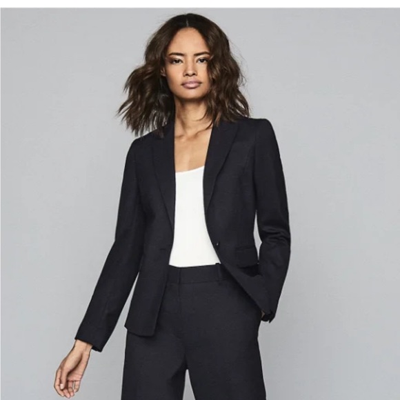 Reiss navy blazer harley crop texture tail NWT - Picture 1 of 7
